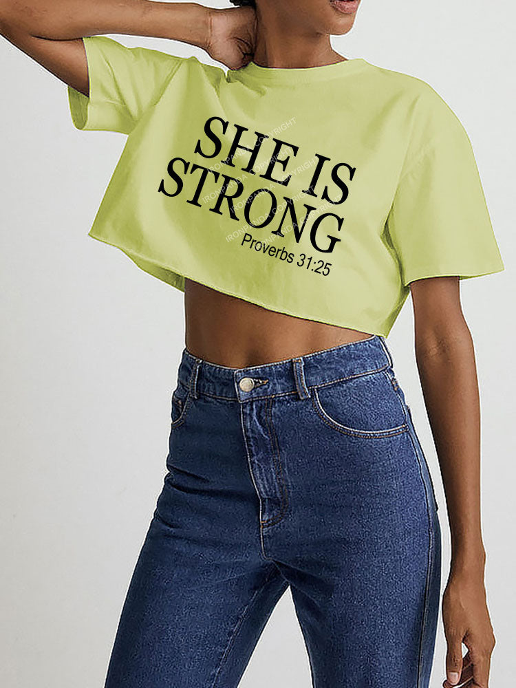 She is Strong Crop Tops