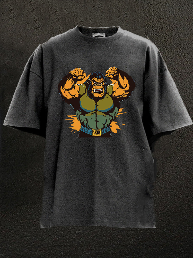 muscular gorilla Washed Gym Shirt