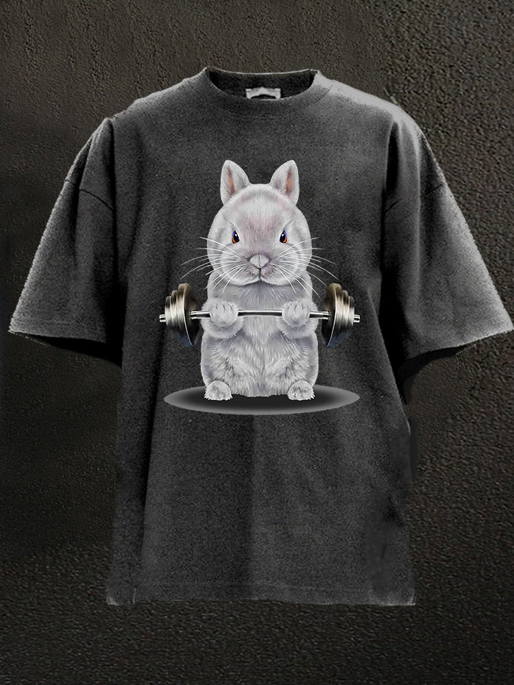 Rabbit Weightlifting Washed Gym Shirt