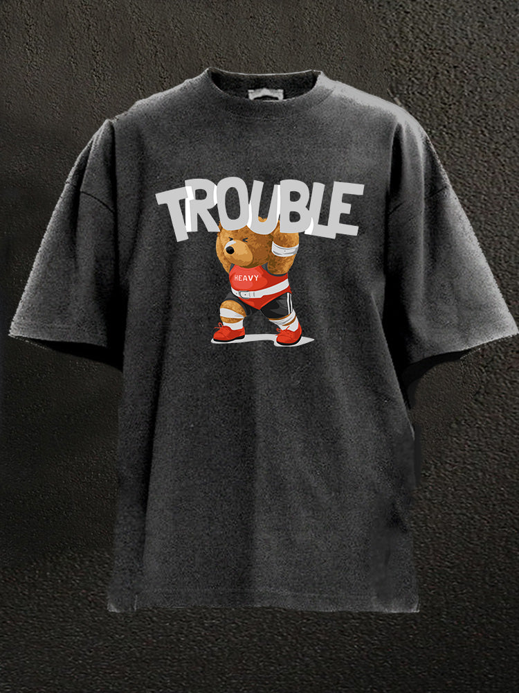 bear lift trouble Washed Gym Shirt