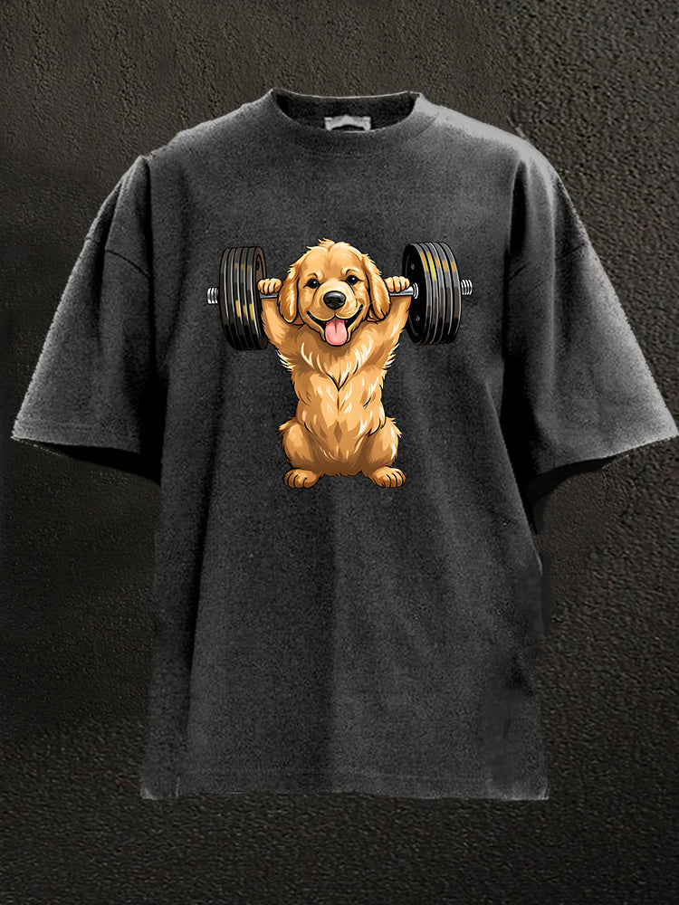 Weightlifting Dog Washed Gym Shirt