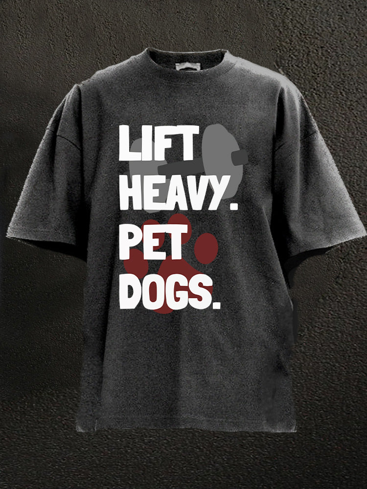 Lift Heavy Pet Dogs Washed Gym Shirt