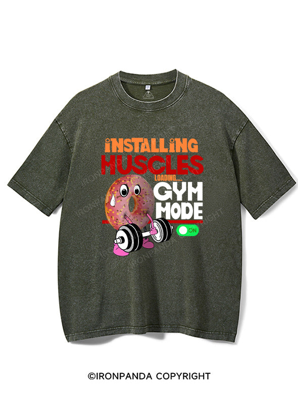 Installing Muscles Loading Washed Gym Shirt