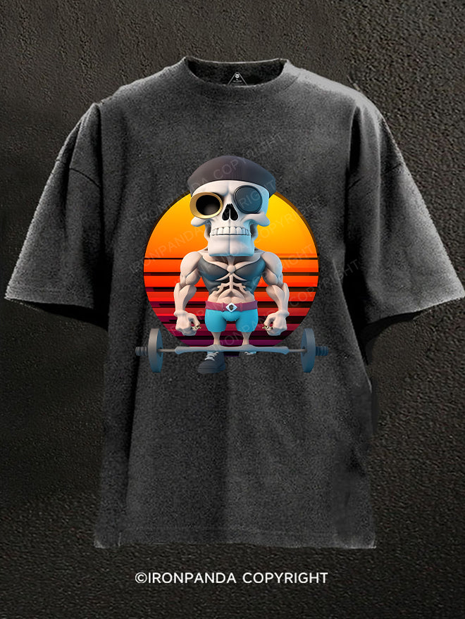 Deadlift Skeleton Washed Gym Shirt