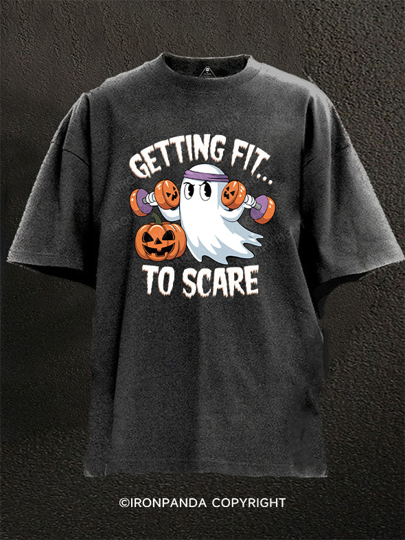 Spooky Ghost Lifting Dumbbells Washed Gym Shirt