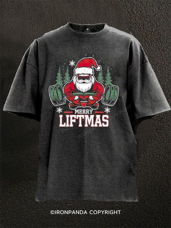 merry liftmas ugly christmas Washed Gym Shirt