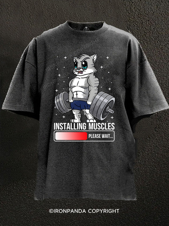 Installing Muscles raccoon  Washed Gym Shirt