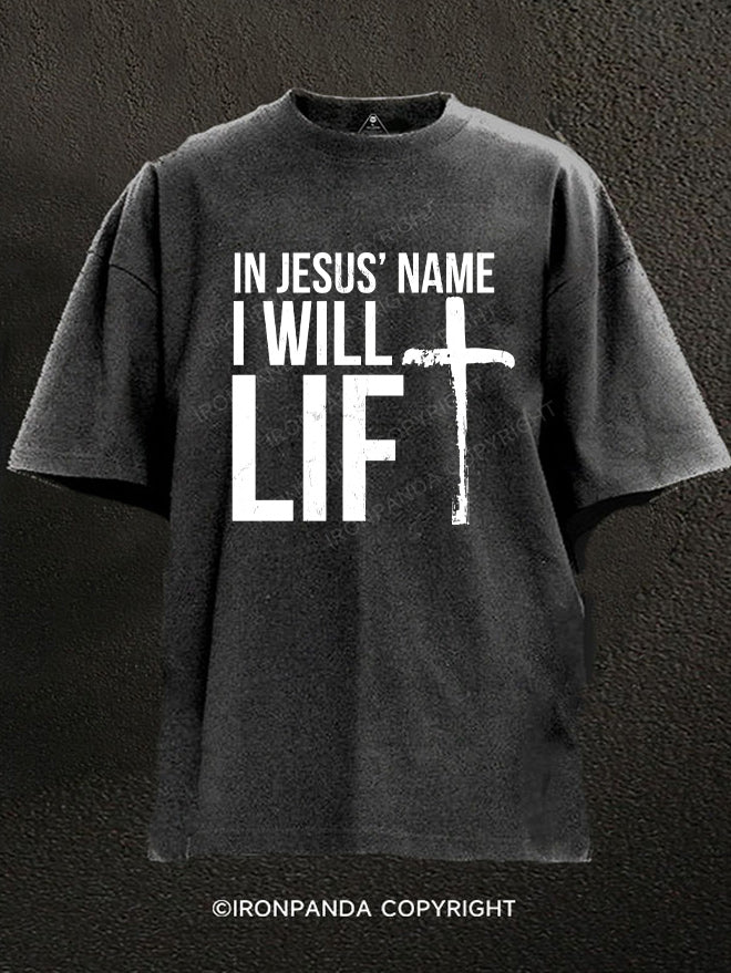 In Jesus' Name I Lift Washed Gym Shirt