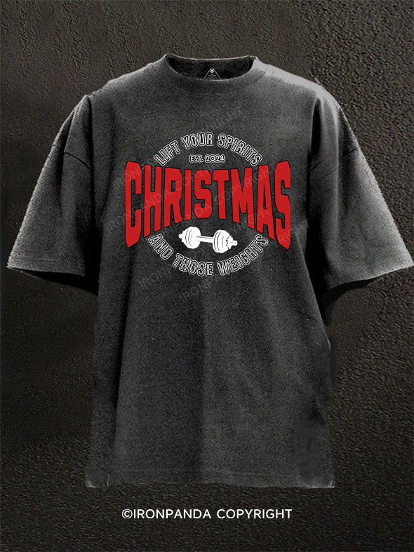 Weight training Christmas Washed Gym Shirt