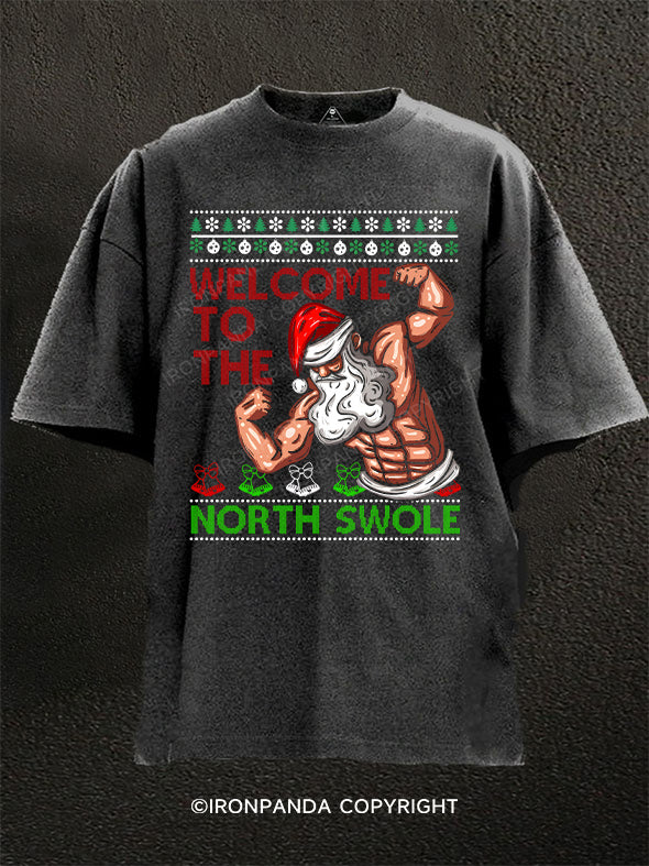 Welcome To The North Swole Christmas Washed Gym Shirt