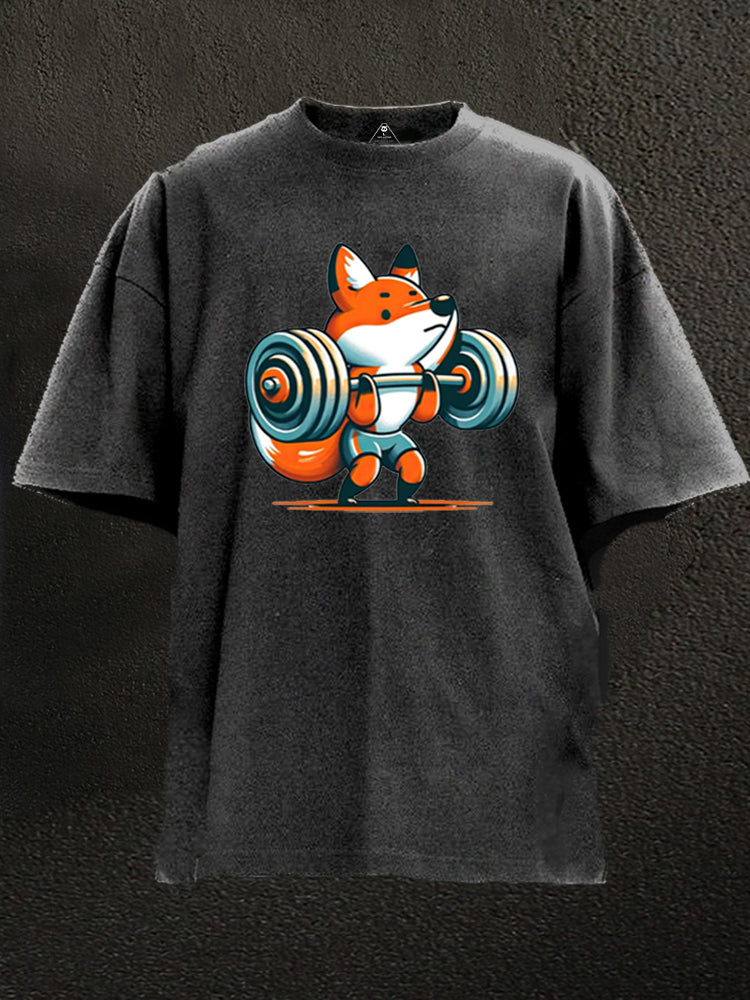 Fox Lifting Weights Washed Gym Shirt