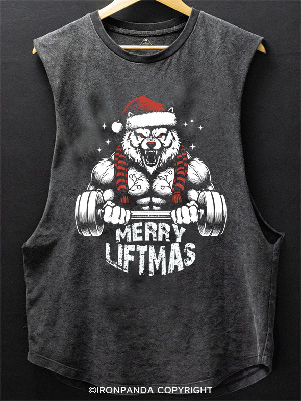 Christmas wolf weightlifting SCOOP BOTTOM COTTON TANK