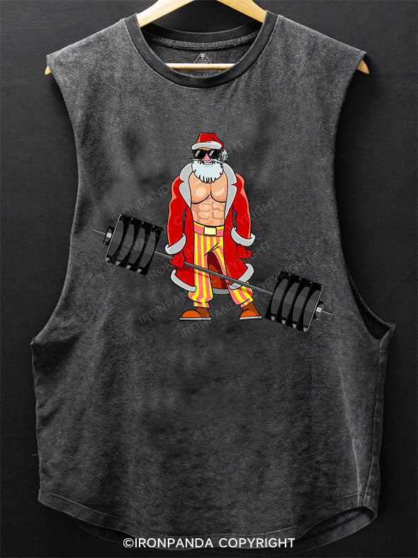 Santa Weightlifting Christmas SCOOP BOTTOM COTTON TANK