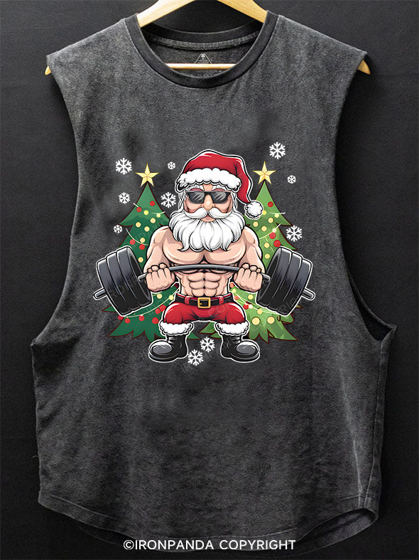 Santa Deadlift Xmas Weightlift SCOOP BOTTOM COTTON TANK