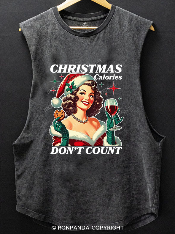 CHRISTMAS CALORIES DON'T COUNT SCOOP BOTTOM COTTON TANK