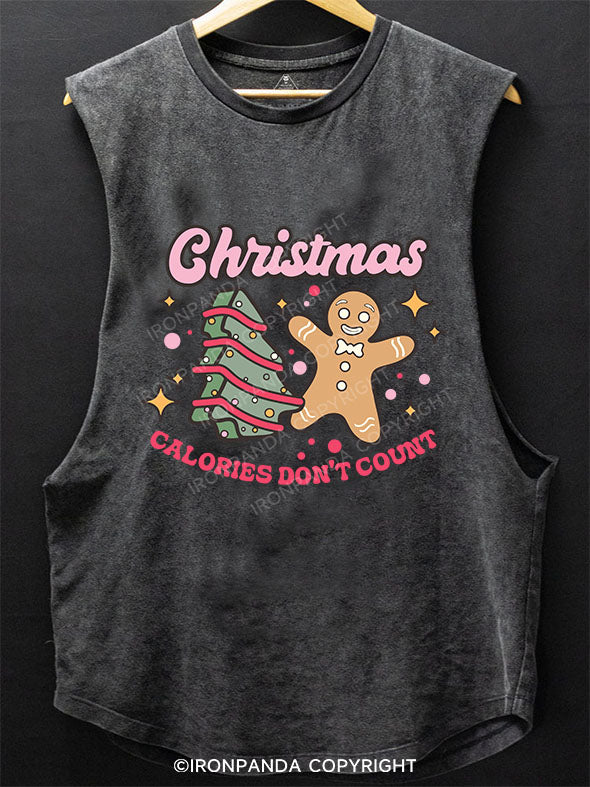 CHRISTMAS CALORIES DON'T COUNT SCOOP BOTTOM COTTON TANK