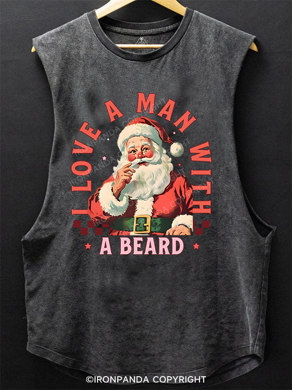 I LOVE A MAN WITH A BEARD SCOOP BOTTOM COTTON TANK