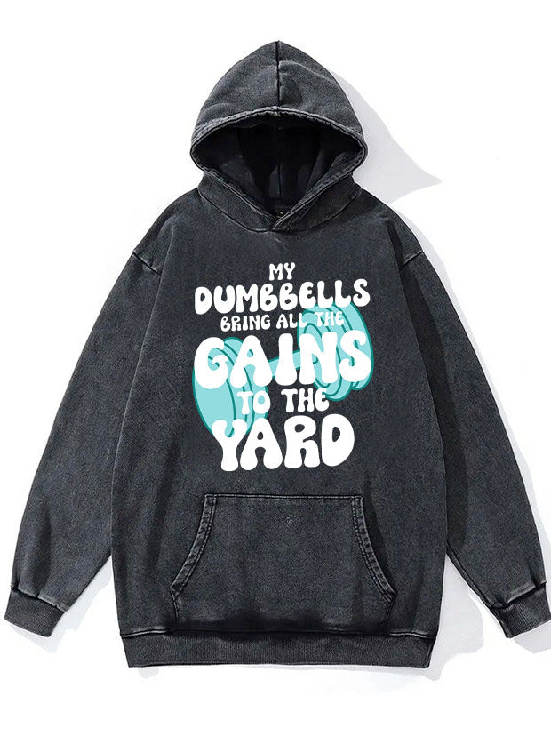 Inspirational Dumbell Washed Gym Hoodie