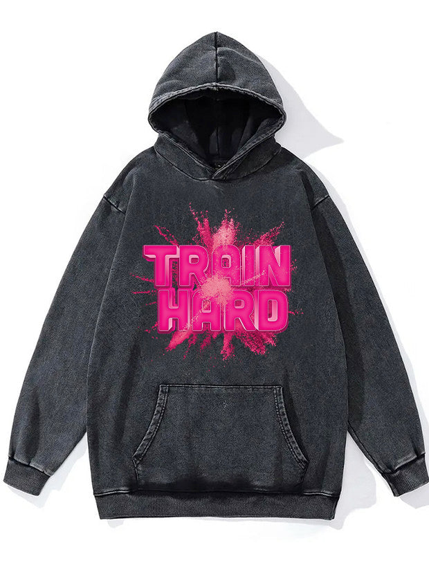 Train Hard Washed Gym Hoodie