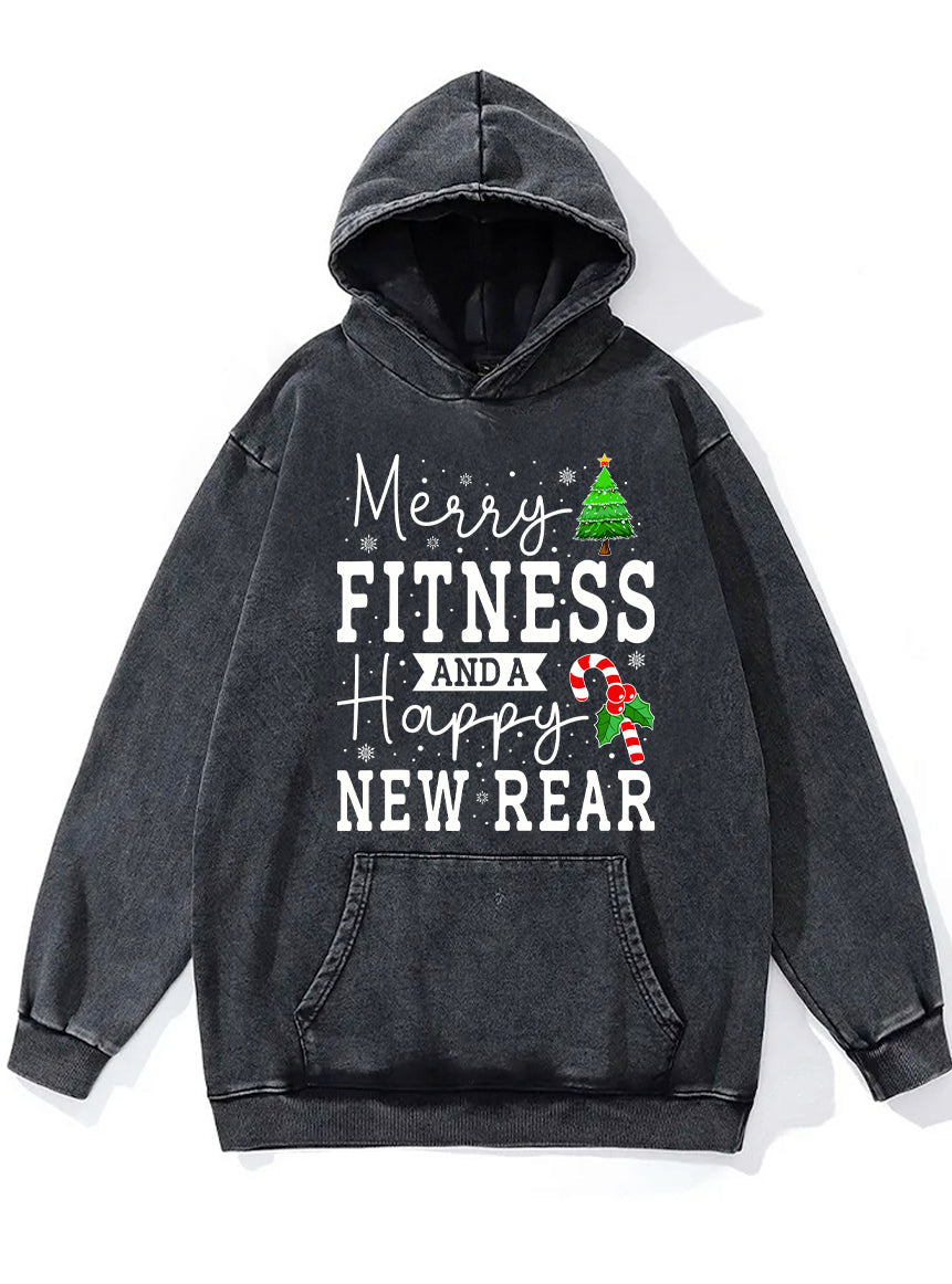 Merry Fitness Happy New Rear WASHED GYM HOODIE