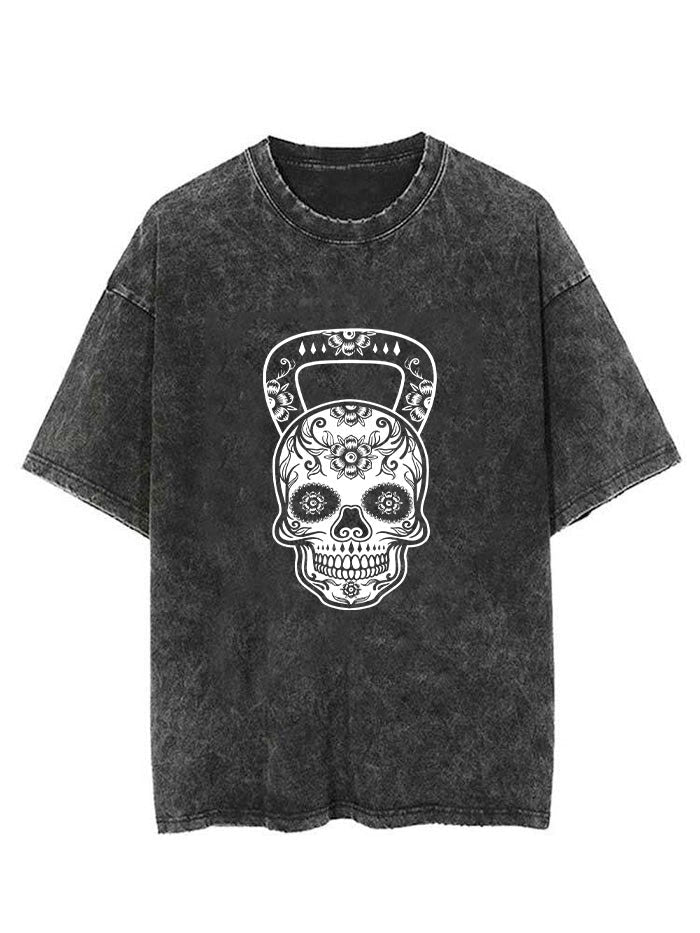 Sugar Skull Kettlebell Vintage Gym Shirt