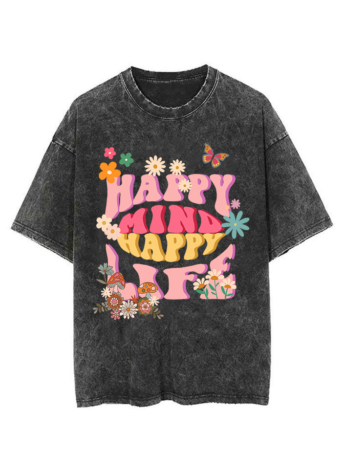 Happy Mind Happy Life Vintage Gym Shirt