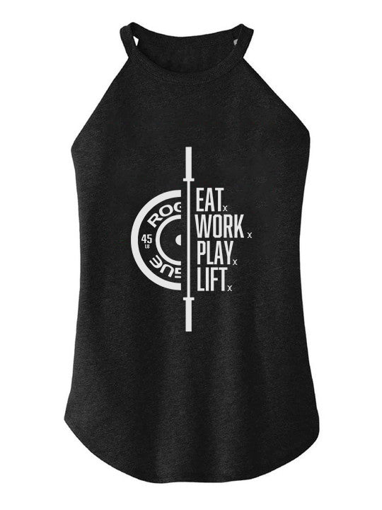 EAT WORK PLAY LIFT  ROCKER COTTON TANK